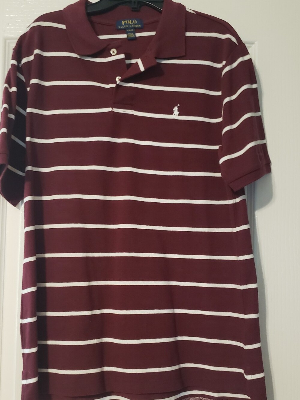 Polo by Ralph Lauren Burgundy and White Striped Polo Shirt Boys XL NWOT